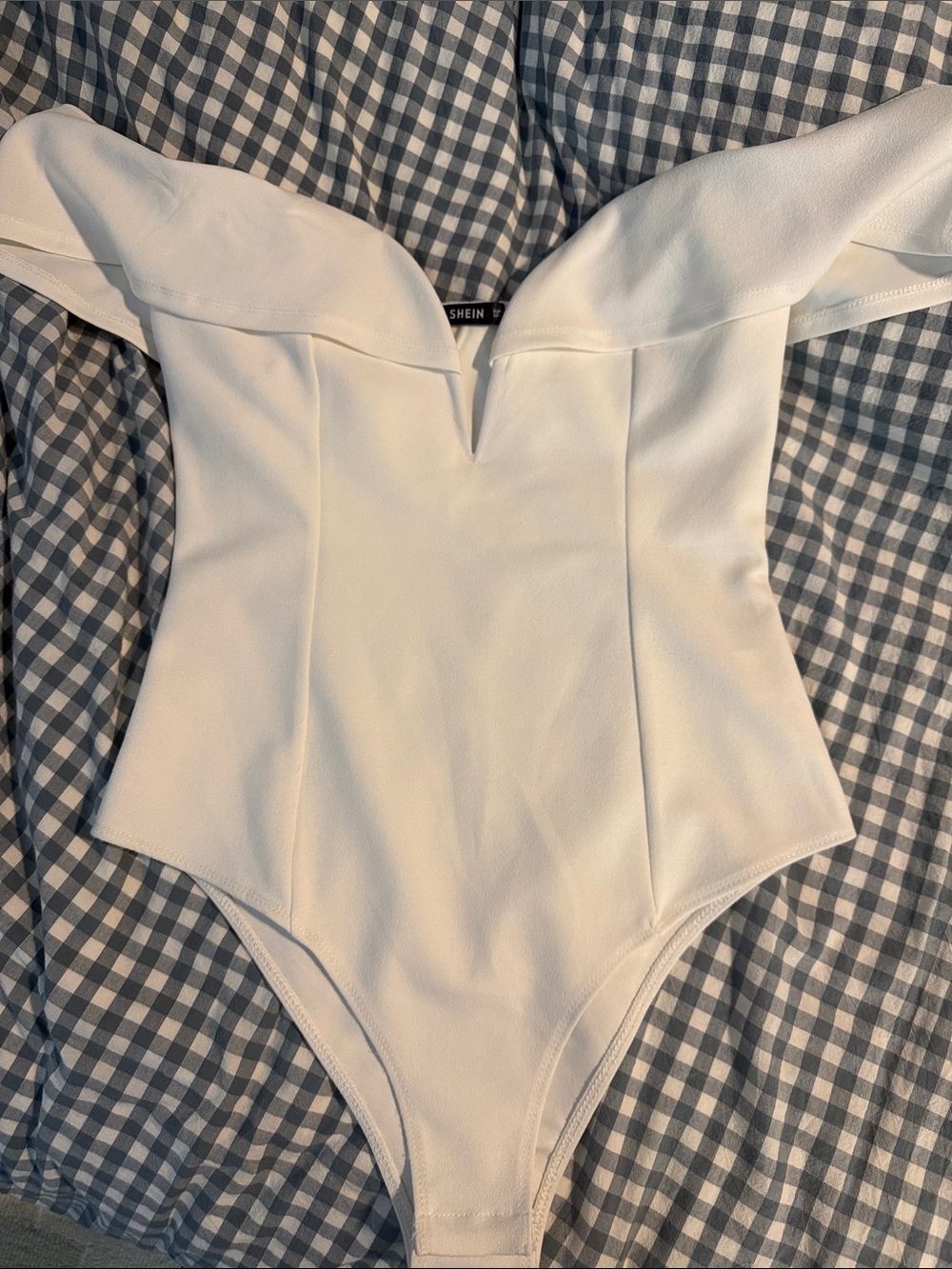 SHEIN White Off-Shoulder One-Piece